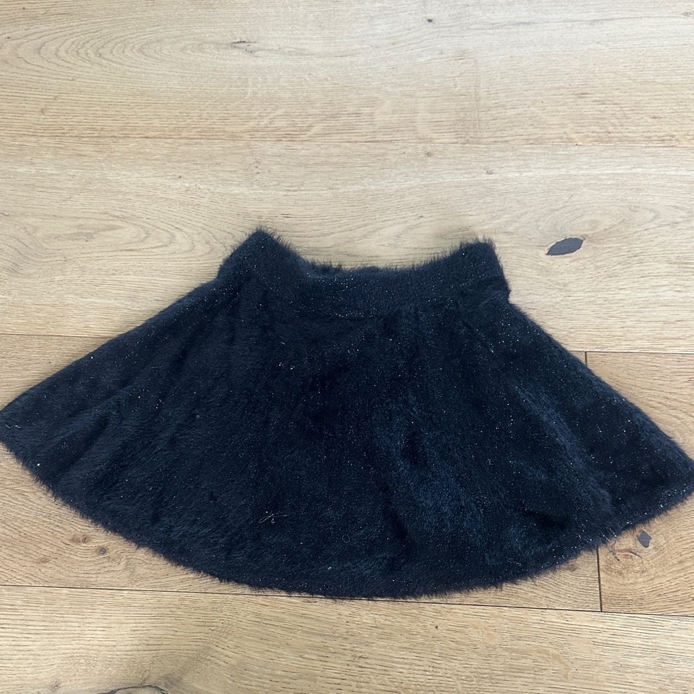 Zara Black Fluffy Skater Skirt 6/7 shimmer